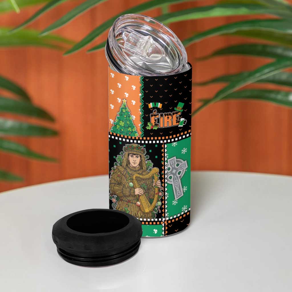 Ireland Christmas 4 in 1 Can Cooler Tumbler Wren Boy With Shamrock Xmas Tree - Wonder Print Shop