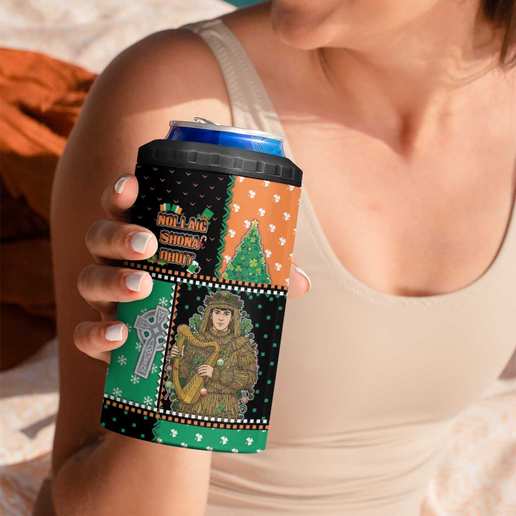 Ireland Christmas 4 in 1 Can Cooler Tumbler Wren Boy With Shamrock Xmas Tree - Wonder Print Shop