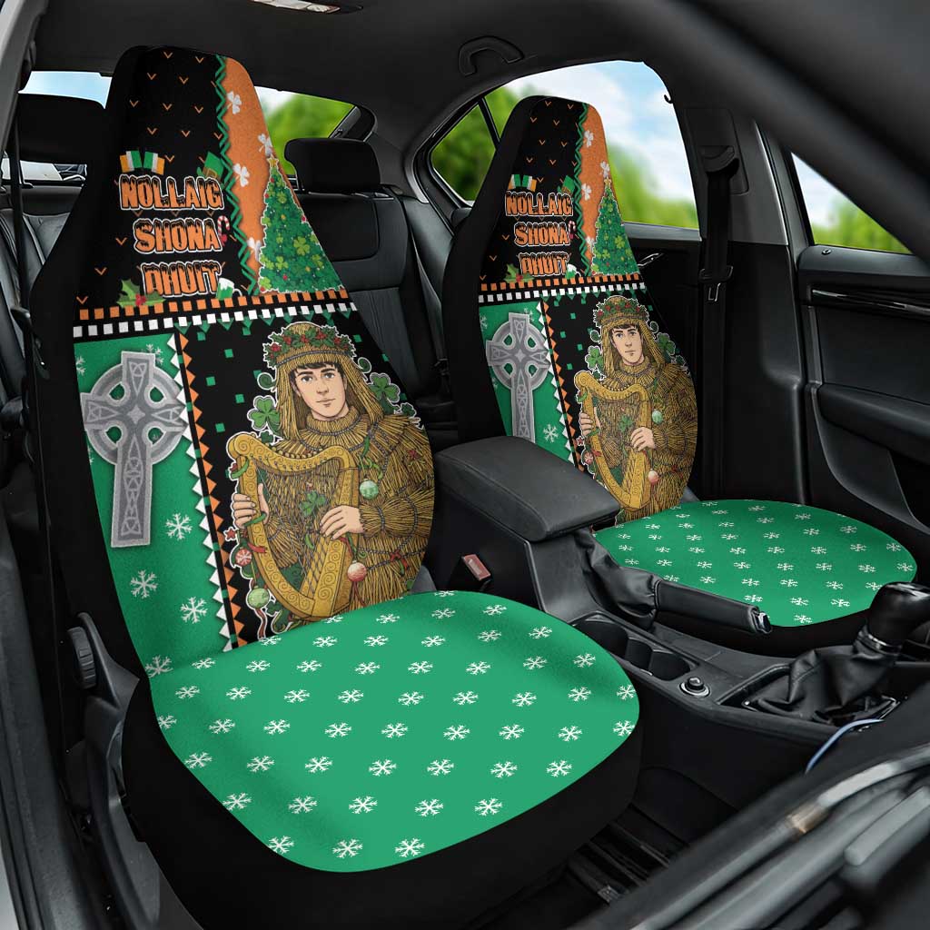 Ireland Christmas Car Seat Cover Wren Boy With Shamrock Xmas Tree - Wonder Print Shop