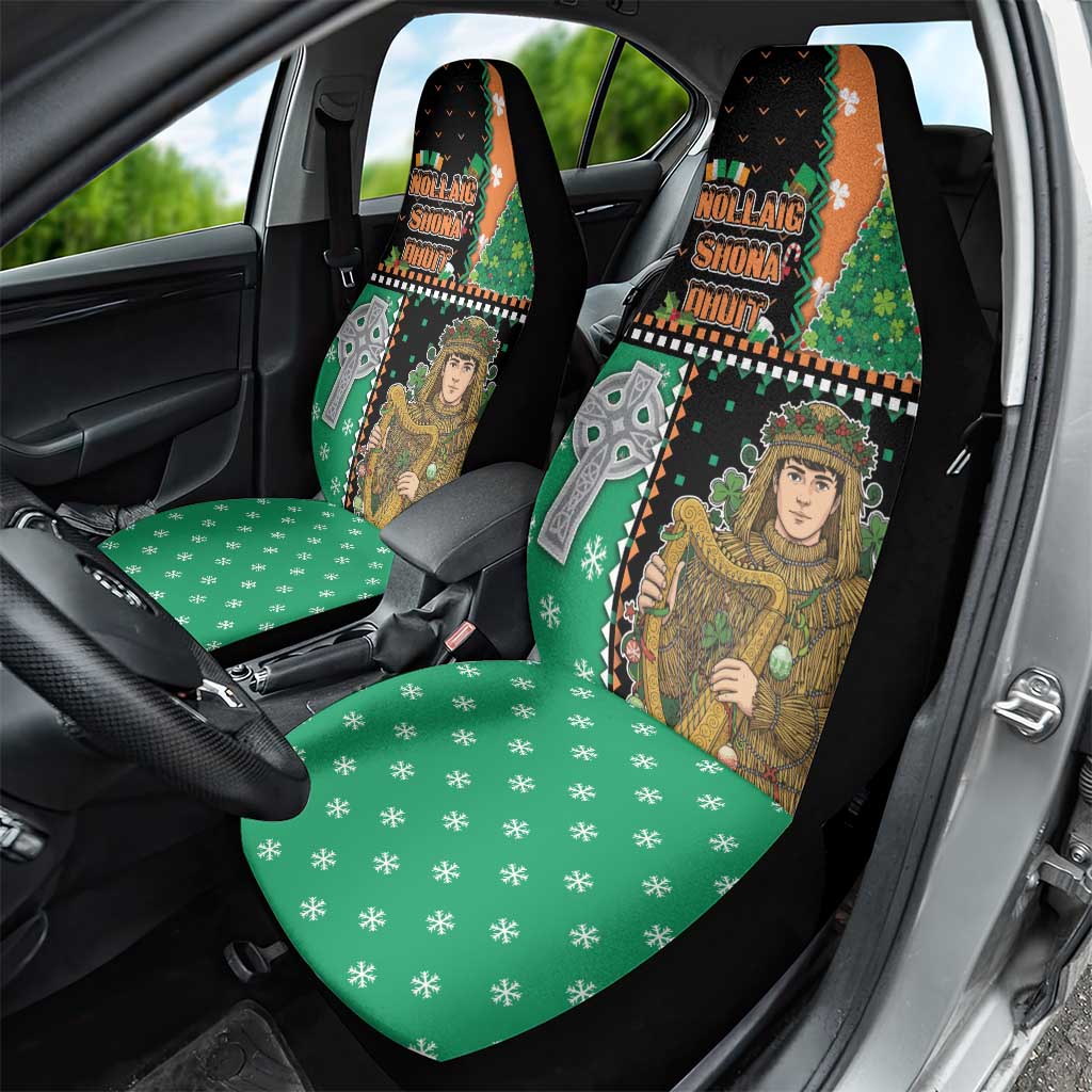 Ireland Christmas Car Seat Cover Wren Boy With Shamrock Xmas Tree - Wonder Print Shop