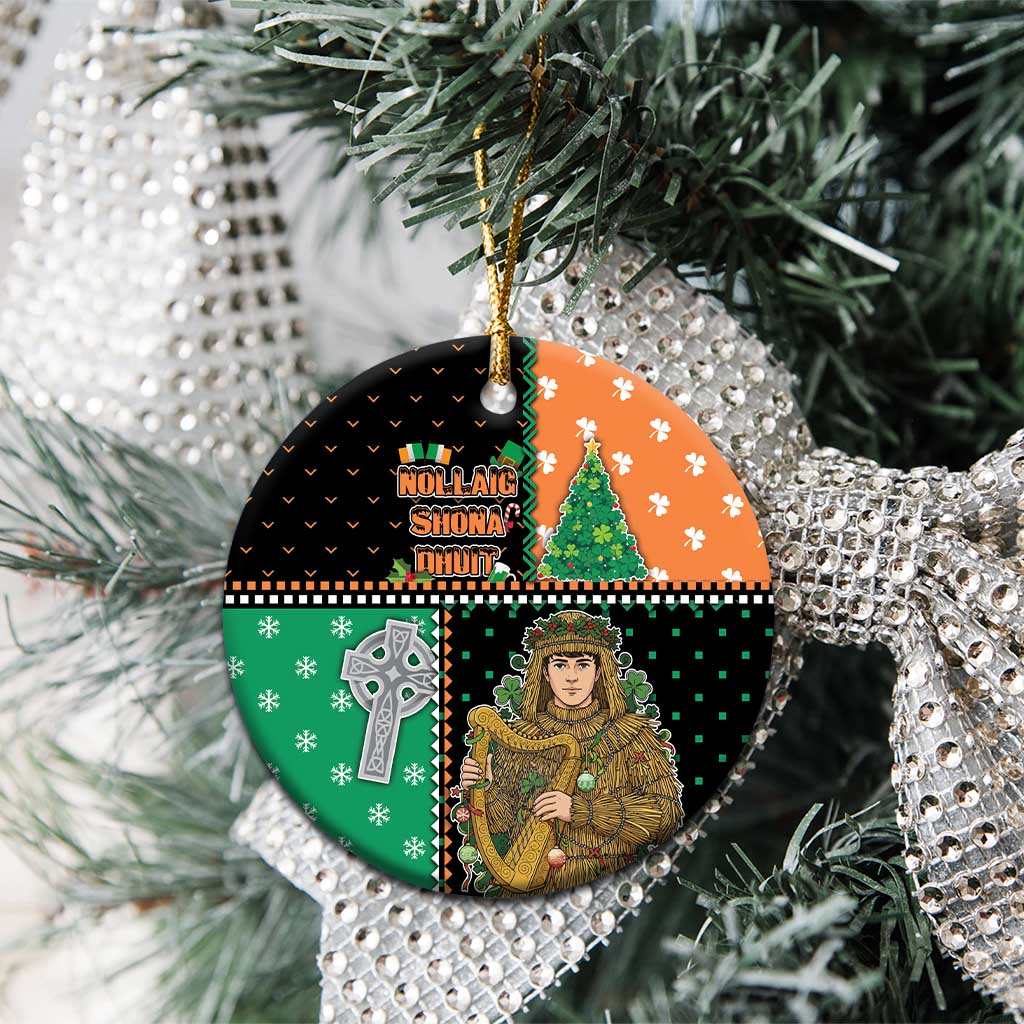 Ireland Christmas Ceramic Ornament Wren Boy With Shamrock Xmas Tree - Wonder Print Shop