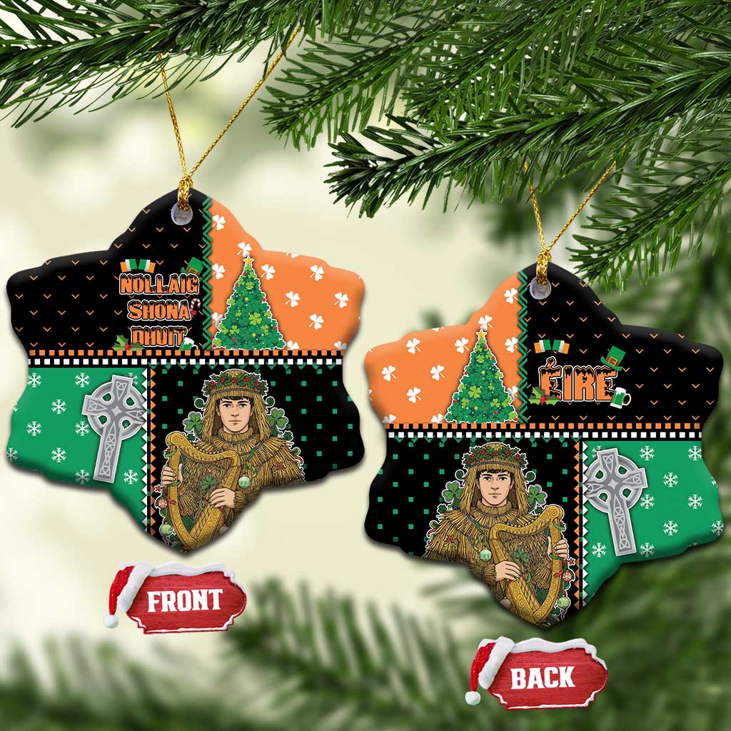 Ireland Christmas Ceramic Ornament Wren Boy With Shamrock Xmas Tree - Wonder Print Shop