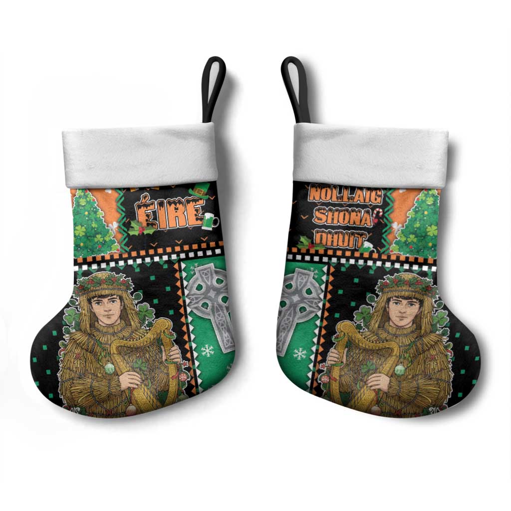 Ireland Christmas Stocking Wren Boy With Shamrock Xmas Tree - Wonder Print Shop