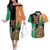 Ireland Christmas Couples Matching Off The Shoulder Long Sleeve Dress and Hawaiian Shirt Wren Boy With Shamrock Xmas Tree - Wonder Print Shop