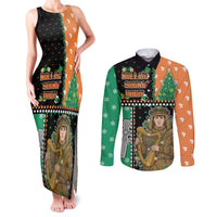 Ireland Christmas Couples Matching Tank Maxi Dress and Long Sleeve Button Shirt Wren Boy With Shamrock Xmas Tree - Wonder Print Shop