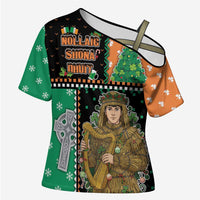 Ireland Christmas Cross Shoulder Shirt Wren Boy With Shamrock Xmas Tree - Wonder Print Shop