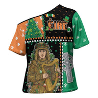 Ireland Christmas Cross Shoulder Shirt Wren Boy With Shamrock Xmas Tree - Wonder Print Shop