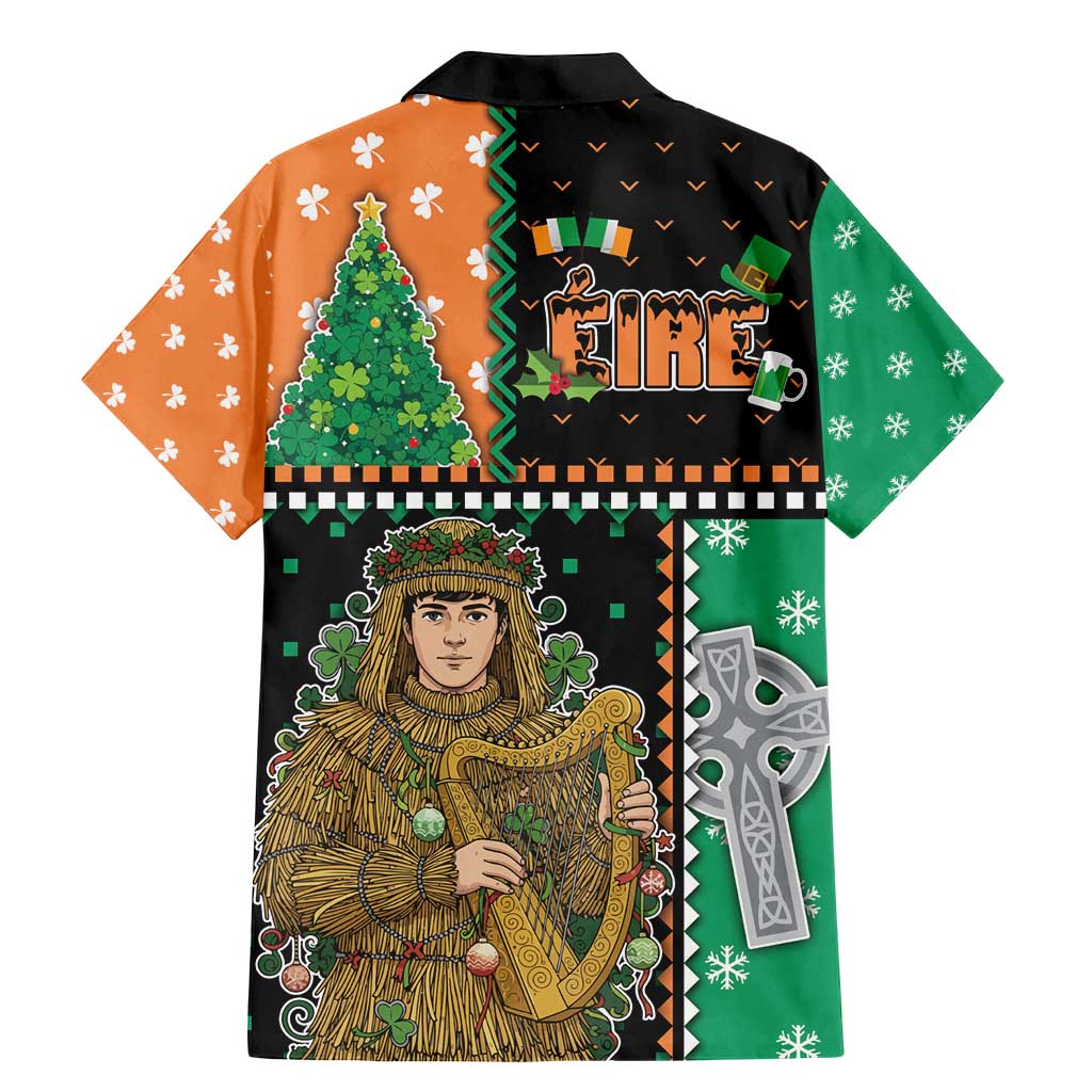 Ireland Christmas Family Matching Mermaid Dress and Hawaiian Shirt Wren Boy With Shamrock Xmas Tree - Wonder Print Shop