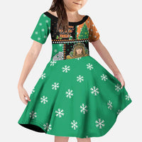 Ireland Christmas Family Matching Off The Shoulder Long Sleeve Dress and Hawaiian Shirt Wren Boy With Shamrock Xmas Tree - Wonder Print Shop