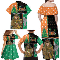Ireland Christmas Family Matching Off Shoulder Maxi Dress and Hawaiian Shirt Wren Boy With Shamrock Xmas Tree - Wonder Print Shop