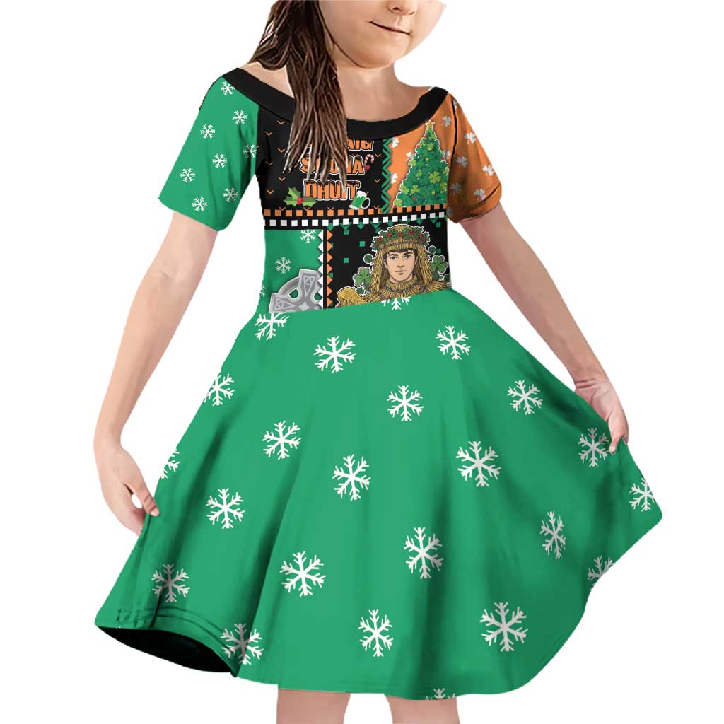 Ireland Christmas Family Matching Off Shoulder Short Dress and Hawaiian Shirt Wren Boy With Shamrock Xmas Tree - Wonder Print Shop