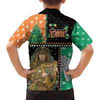 Ireland Christmas Family Matching Short Sleeve Bodycon Dress and Hawaiian Shirt Wren Boy With Shamrock Xmas Tree - Wonder Print Shop