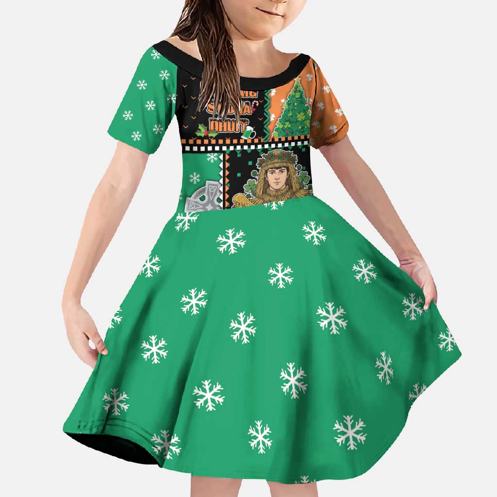 Ireland Christmas Family Matching Summer Maxi Dress and Hawaiian Shirt Wren Boy With Shamrock Xmas Tree - Wonder Print Shop