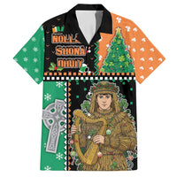 Ireland Christmas Family Matching Summer Maxi Dress and Hawaiian Shirt Wren Boy With Shamrock Xmas Tree - Wonder Print Shop