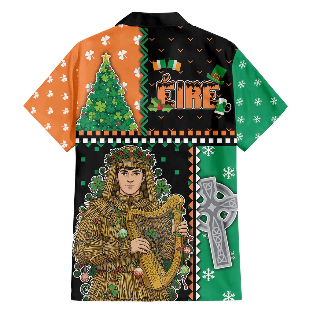 Ireland Christmas Family Matching Summer Maxi Dress and Hawaiian Shirt Wren Boy With Shamrock Xmas Tree - Wonder Print Shop