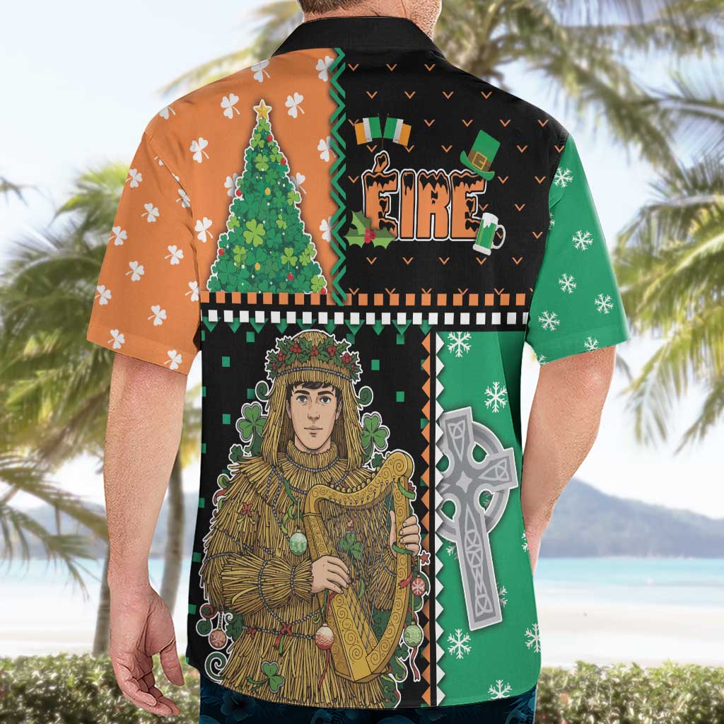 Ireland Christmas Hawaiian Shirt Wren Boy With Shamrock Xmas Tree - Wonder Print Shop