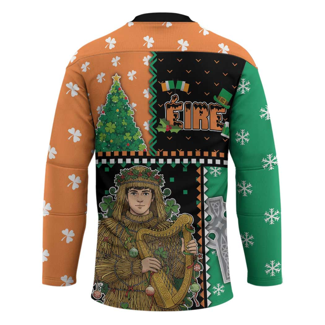 Ireland Christmas Hockey Jersey Wren Boy With Shamrock Xmas Tree - Wonder Print Shop