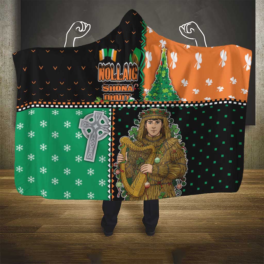 Ireland Christmas Hooded Blanket Wren Boy With Shamrock Xmas Tree - Wonder Print Shop