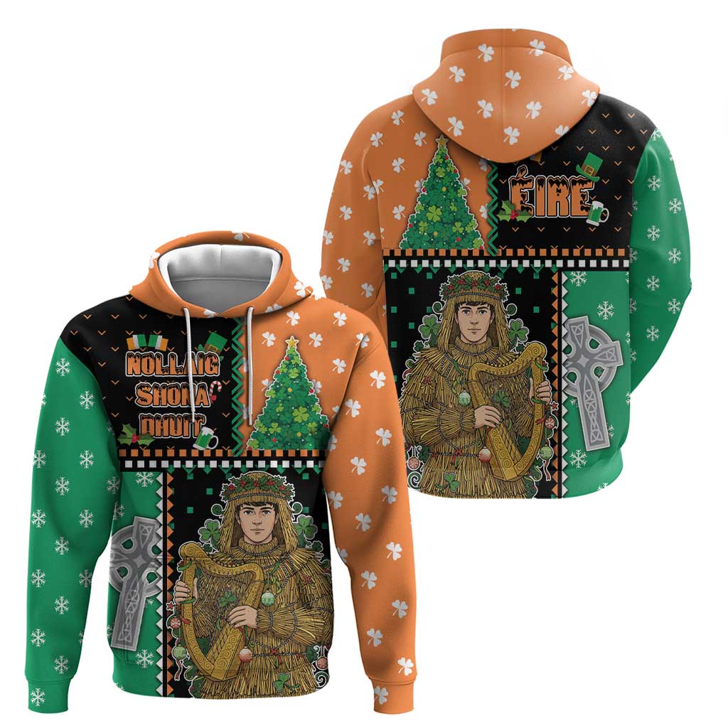 Ireland Christmas Hoodie Wren Boy With Shamrock Xmas Tree - Wonder Print Shop