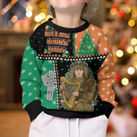 Ireland Christmas Kid Ugly Christmas Sweater Wren Boy With Shamrock Xmas Tree - Wonder Print Shop