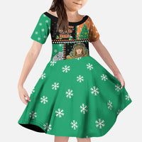 Ireland Christmas Kid Short Sleeve Dress Wren Boy With Shamrock Xmas Tree - Wonder Print Shop