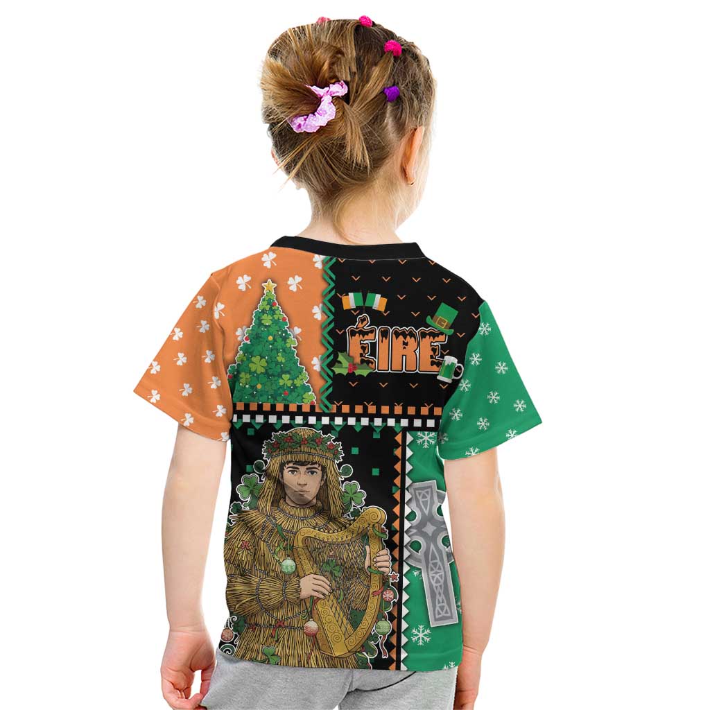 Ireland Christmas Kid T Shirt Wren Boy With Shamrock Xmas Tree - Wonder Print Shop