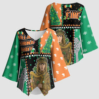 Ireland Christmas Kimono Sleeve Blouse Wren Boy With Shamrock Xmas Tree - Wonder Print Shop