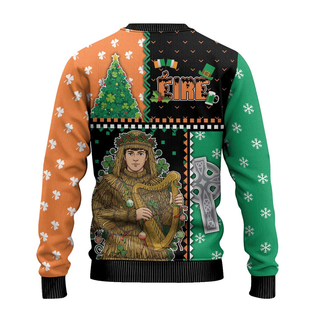 Ireland Christmas Ugly Christmas Sweater Wren Boy With Shamrock Xmas Tree - Wonder Print Shop