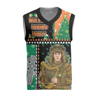 Ireland Christmas Knitted V-Neck Vest Wren Boy With Shamrock Xmas Tree - Wonder Print Shop