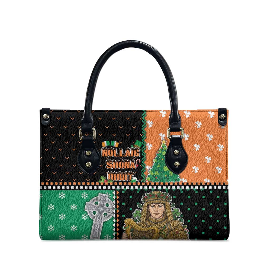 Ireland Christmas Leather Bag Wren Boy With Shamrock Xmas Tree - Wonder Print Shop