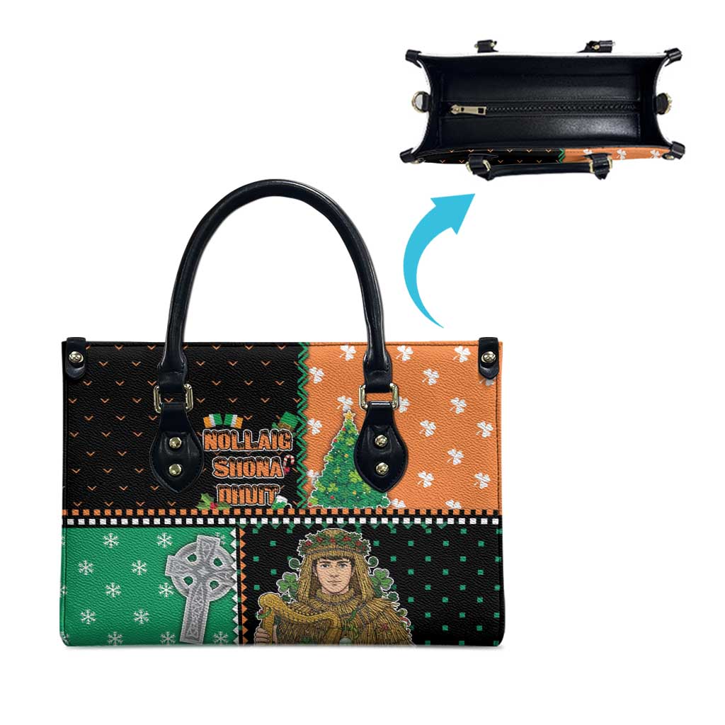 Ireland Christmas Leather Bag Wren Boy With Shamrock Xmas Tree - Wonder Print Shop