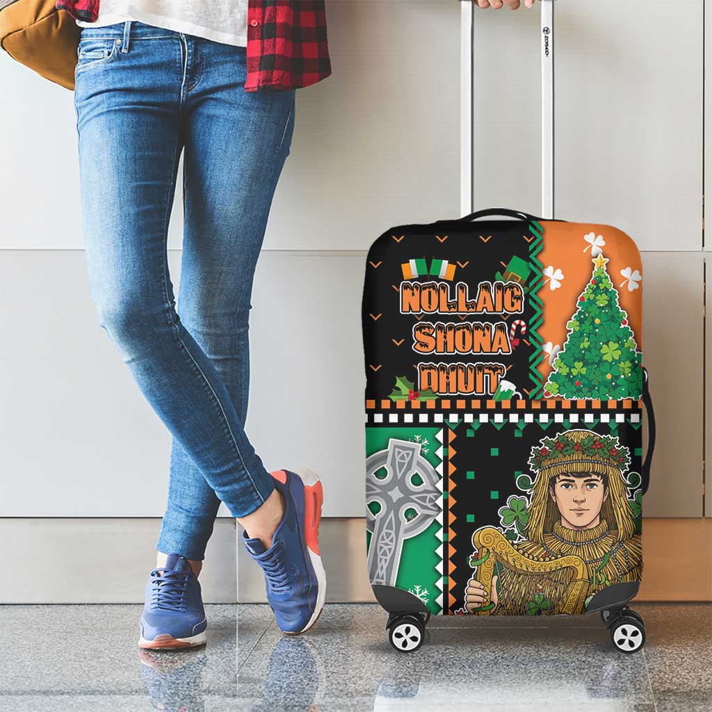 Ireland Christmas Luggage Cover Wren Boy With Shamrock Xmas Tree - Wonder Print Shop