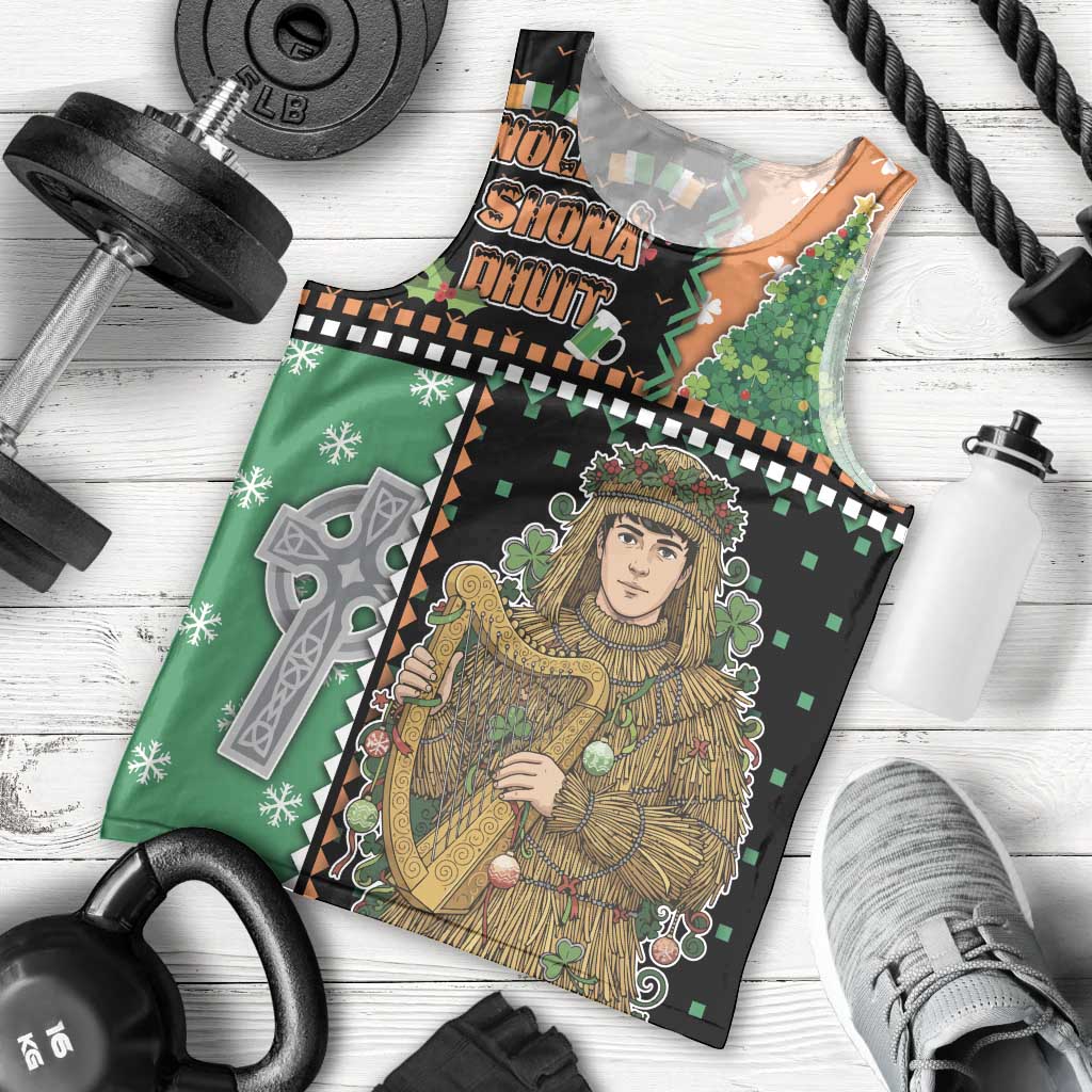 Ireland Christmas Men Tank Top Wren Boy With Shamrock Xmas Tree - Wonder Print Shop