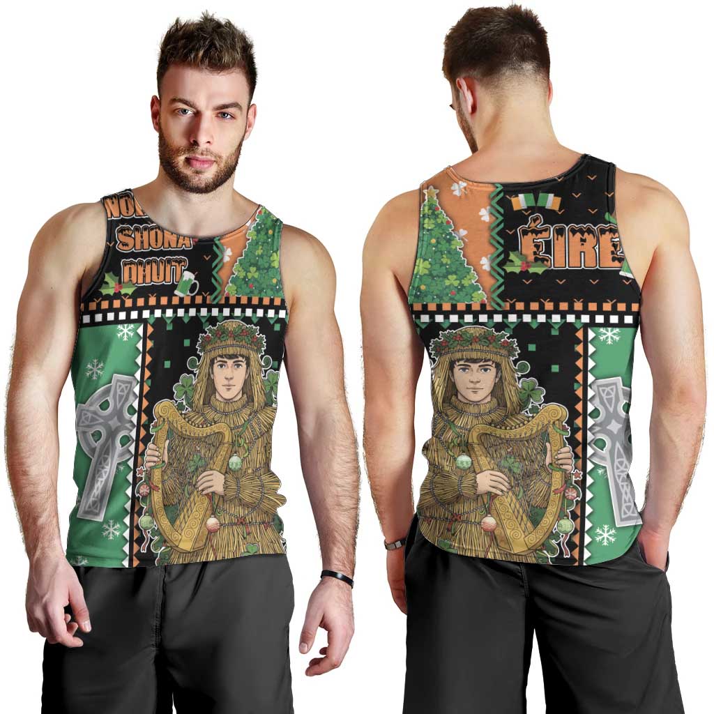 Ireland Christmas Men Tank Top Wren Boy With Shamrock Xmas Tree - Wonder Print Shop