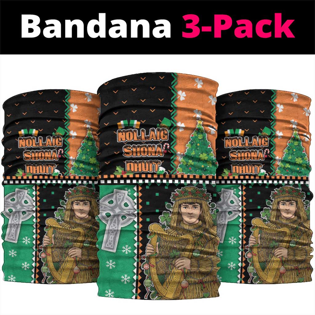 Ireland Christmas Neck Gaiter Wren Boy With Shamrock Xmas Tree - Wonder Print Shop