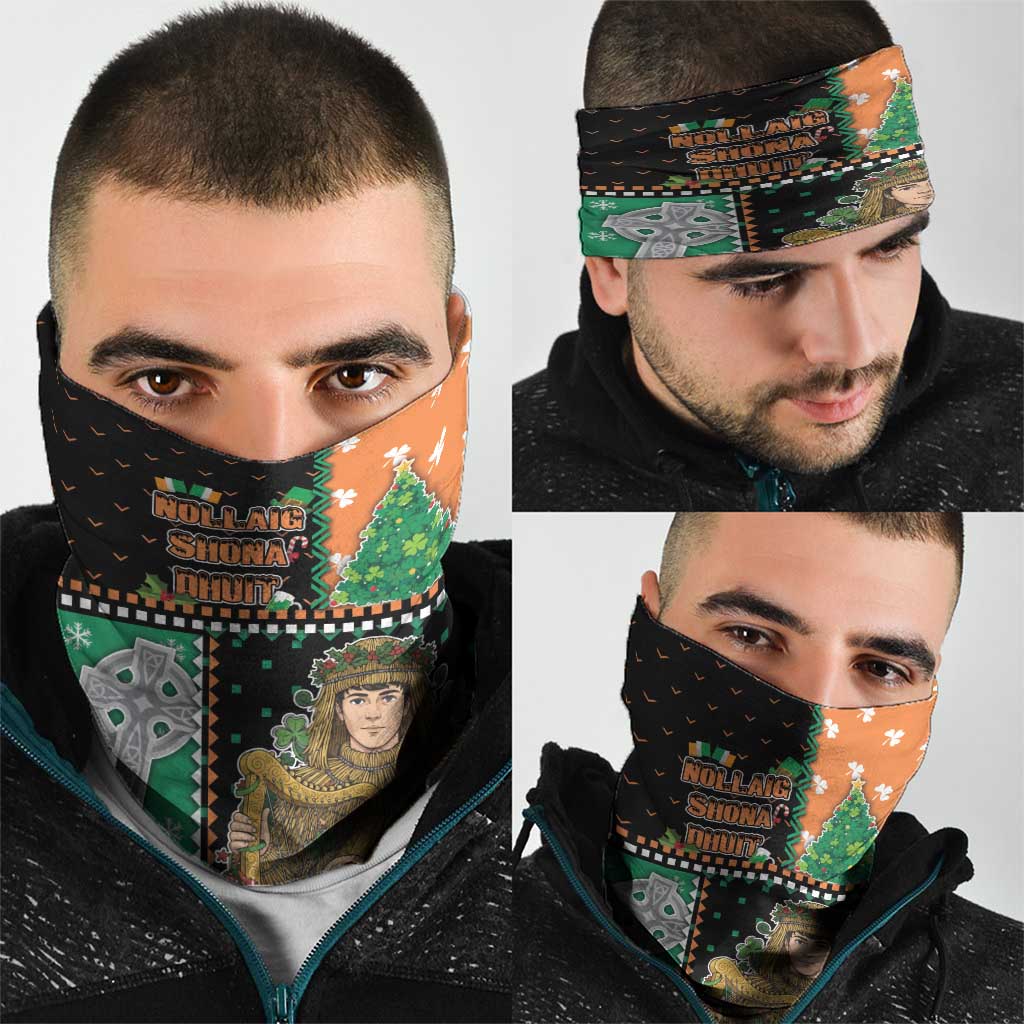 Ireland Christmas Neck Gaiter Wren Boy With Shamrock Xmas Tree - Wonder Print Shop