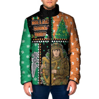 Ireland Christmas Padded Jacket Wren Boy With Shamrock Xmas Tree - Wonder Print Shop