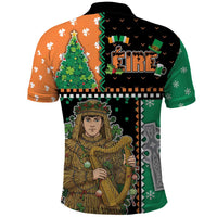 Ireland Christmas Polo Shirt Wren Boy With Shamrock Xmas Tree - Wonder Print Shop