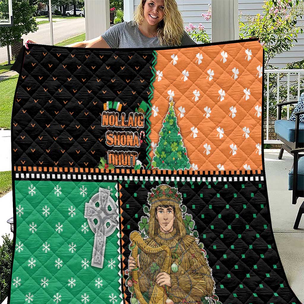 Ireland Christmas Quilt Wren Boy With Shamrock Xmas Tree - Wonder Print Shop