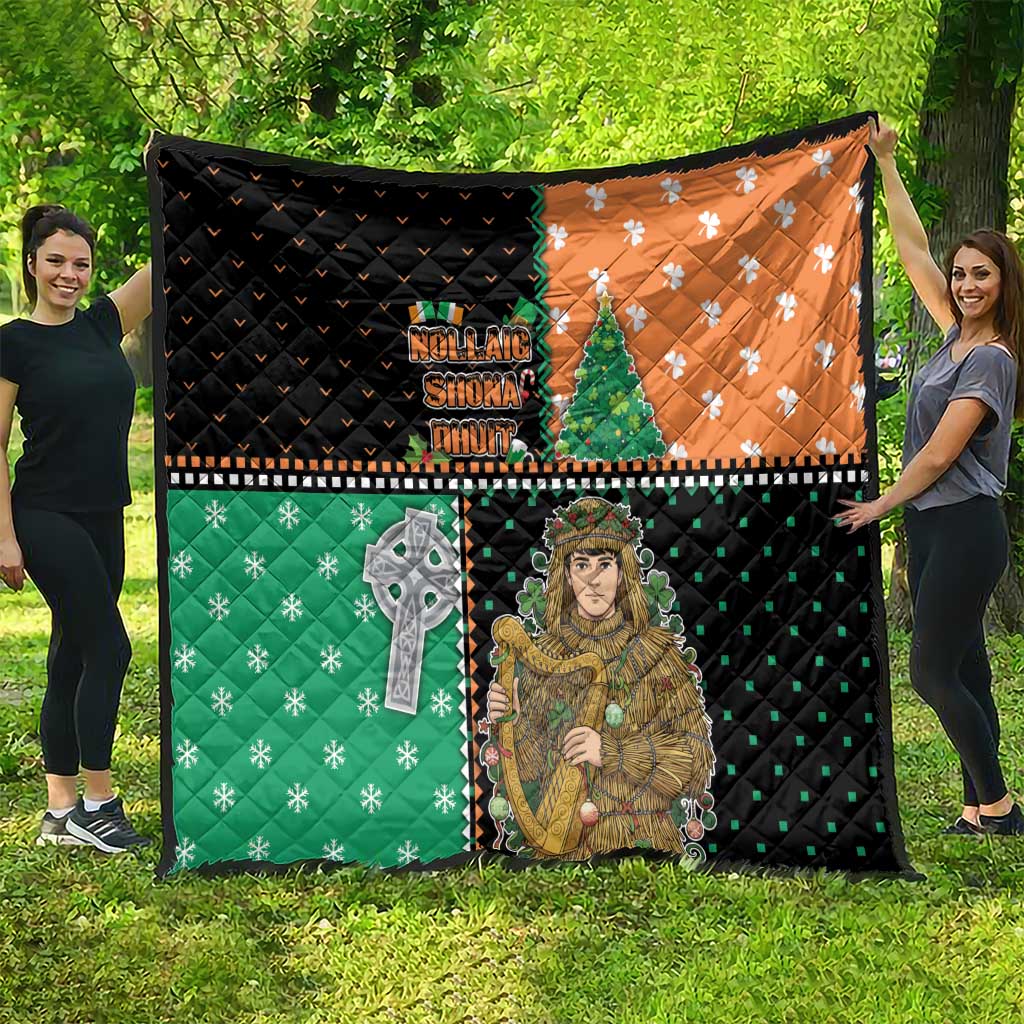 Ireland Christmas Quilt Wren Boy With Shamrock Xmas Tree - Wonder Print Shop