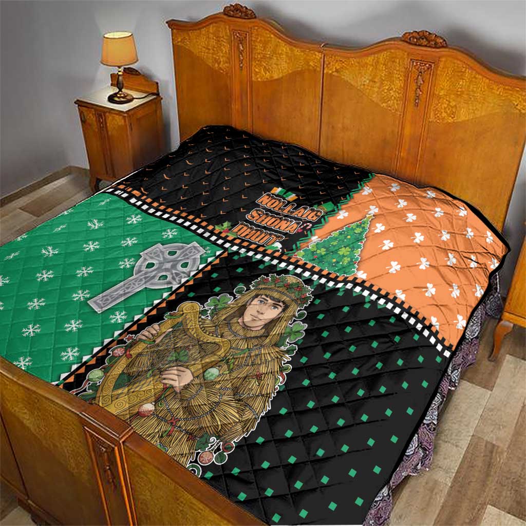 Ireland Christmas Quilt Wren Boy With Shamrock Xmas Tree - Wonder Print Shop