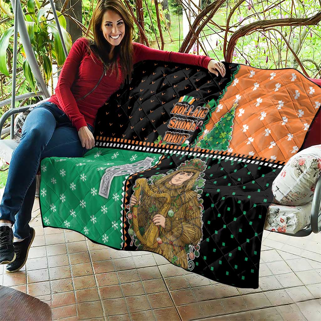Ireland Christmas Quilt Wren Boy With Shamrock Xmas Tree - Wonder Print Shop