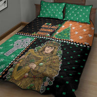 Ireland Christmas Quilt Bed Set Wren Boy With Shamrock Xmas Tree - Wonder Print Shop