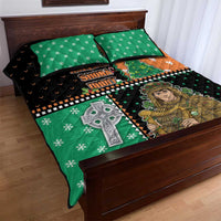 Ireland Christmas Quilt Bed Set Wren Boy With Shamrock Xmas Tree - Wonder Print Shop