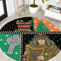 Ireland Christmas Round Carpet Wren Boy With Shamrock Xmas Tree - Wonder Print Shop