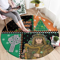 Ireland Christmas Round Carpet Wren Boy With Shamrock Xmas Tree - Wonder Print Shop
