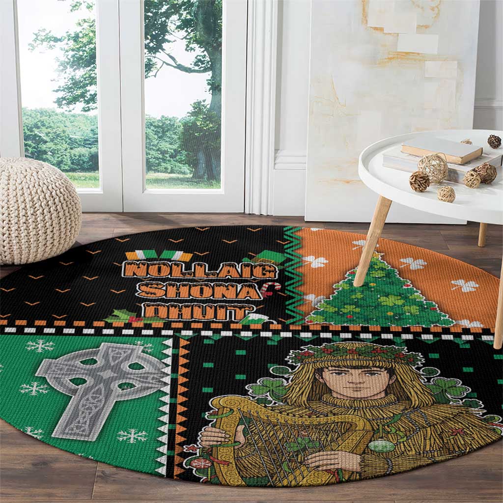 Ireland Christmas Round Carpet Wren Boy With Shamrock Xmas Tree - Wonder Print Shop