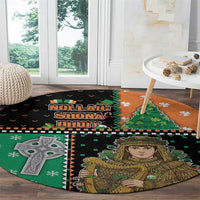 Ireland Christmas Round Carpet Wren Boy With Shamrock Xmas Tree - Wonder Print Shop