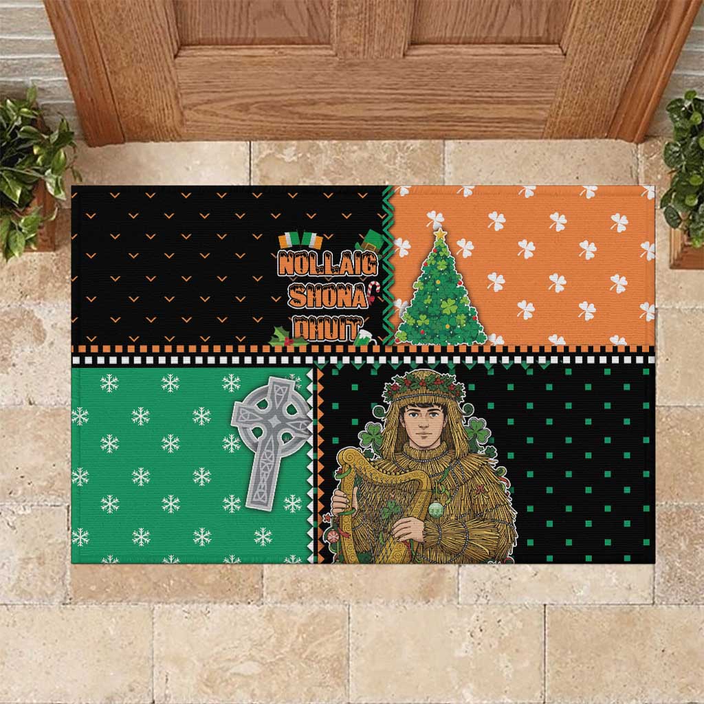 Ireland Christmas Rubber Doormat Wren Boy With Shamrock Xmas Tree - Wonder Print Shop