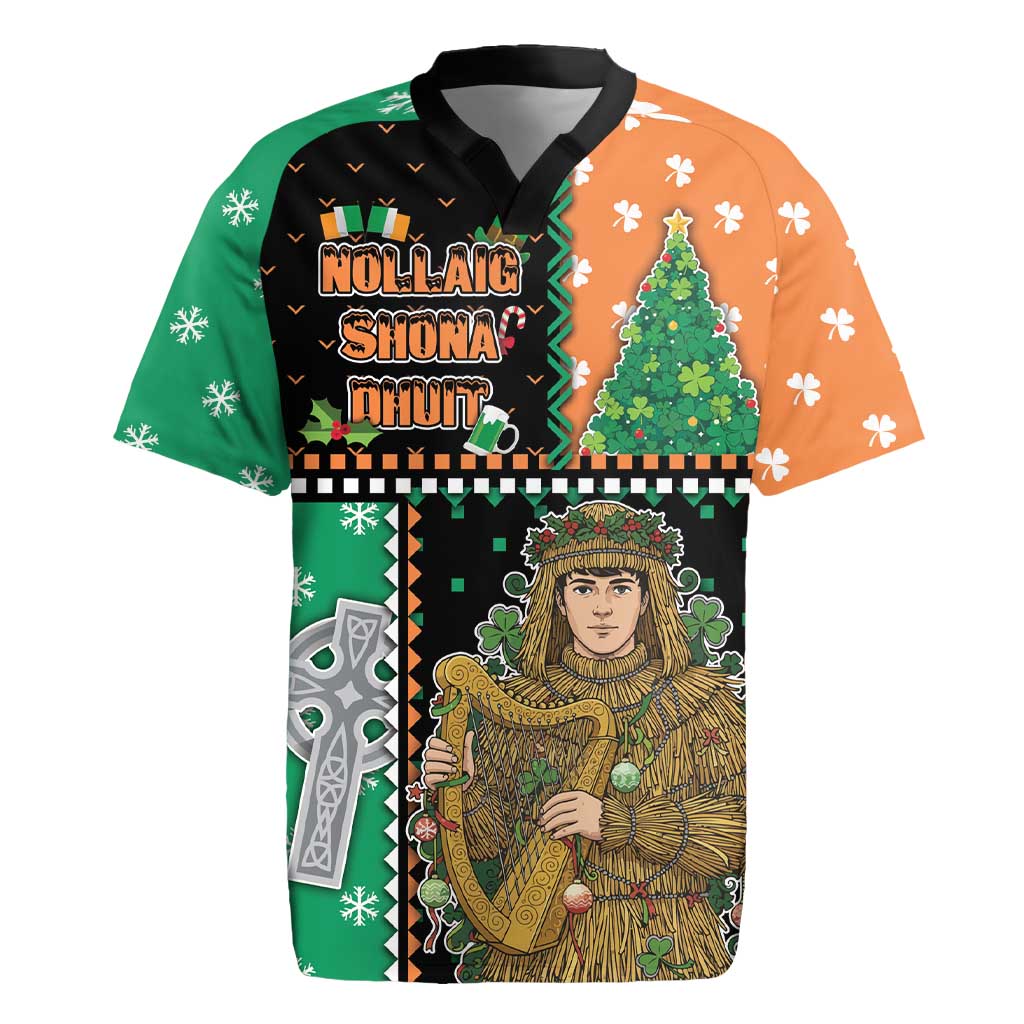 Ireland Christmas Rugby Jersey Wren Boy With Shamrock Xmas Tree - Wonder Print Shop